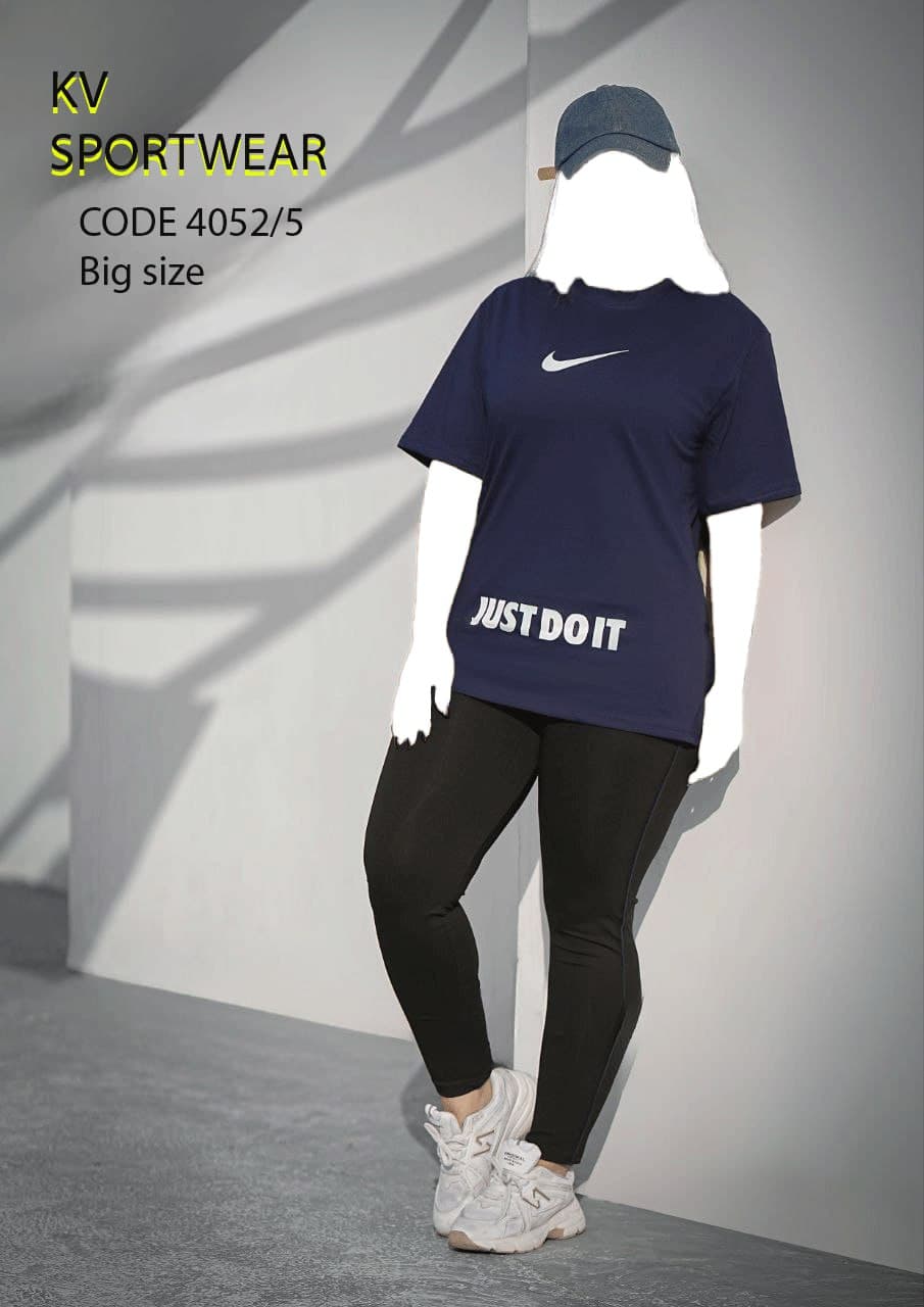 ست تیشرت شلوار نخ پنبه سایز بزرگ ورزشی زنانه NIKE کد 0010
