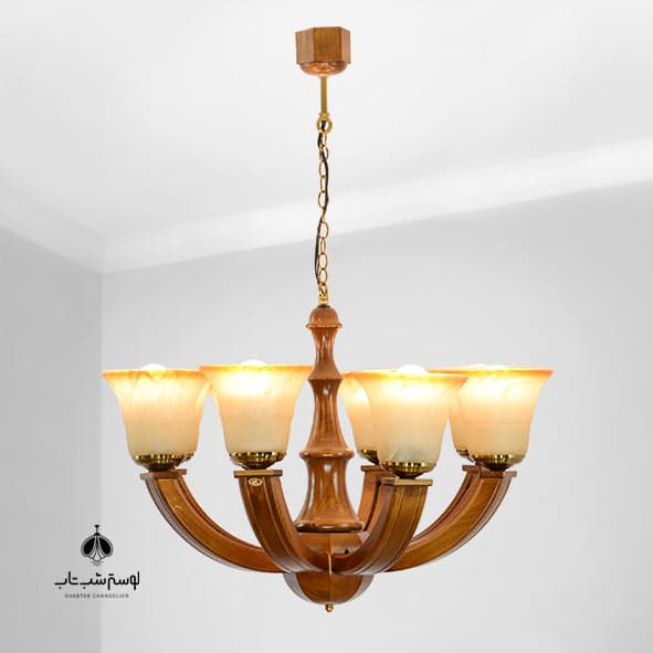 لوستر آویز 8 شعله چوبی موناکو دارکار کد 231/8