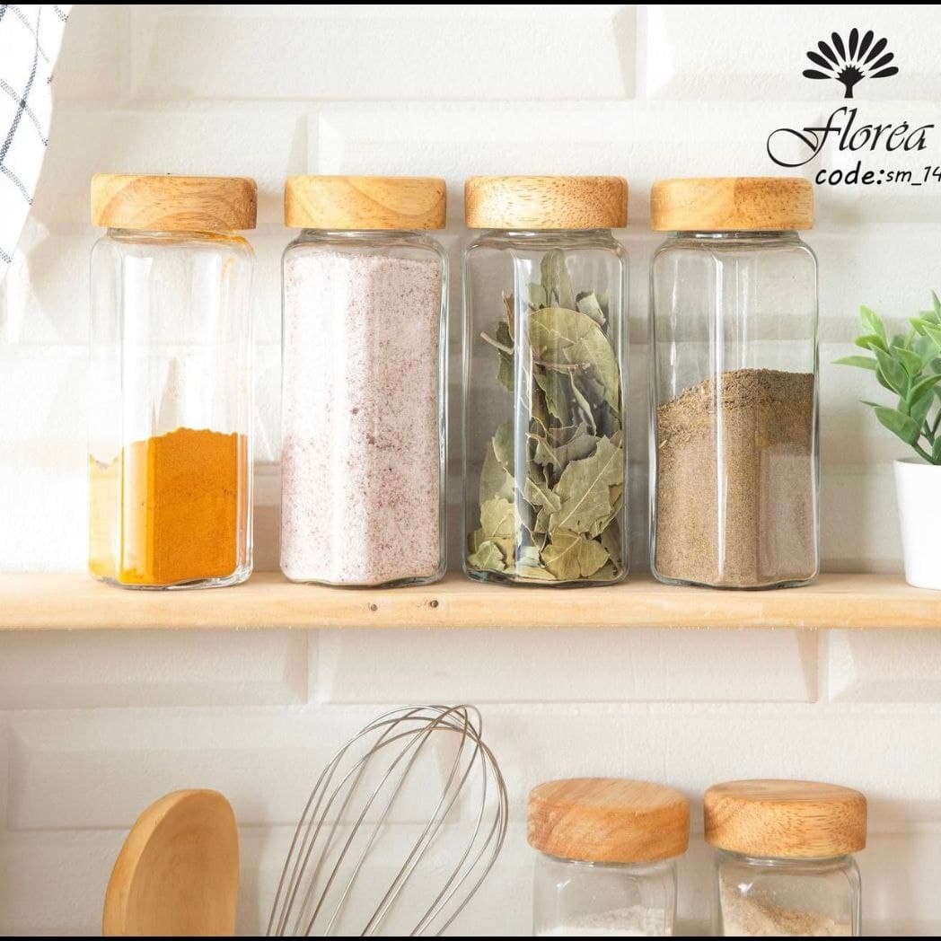 جا ادویه تک مربع 14 سانت در چوبی رابروود-مناسب استند مکارتی