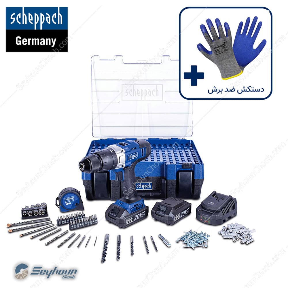 ست دریل پیچ گوشتی ضربه ای شارژی 20 ولت 206 عددی شپخ مدل 5909222904 – DTB20-20ProS