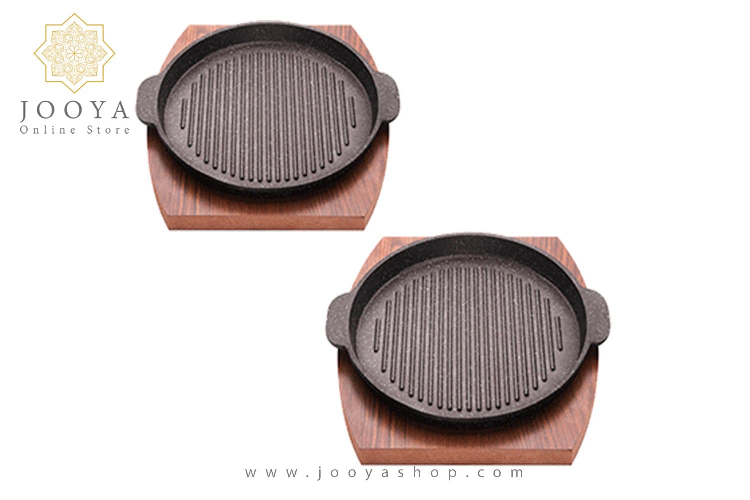 تابه گریل چدن نالینو مدل FAHITA با زیره چوبی دو قلو