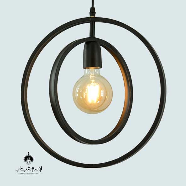 لوستر آویز مدرن تک شعله فلزی شب تاب مشکی G30