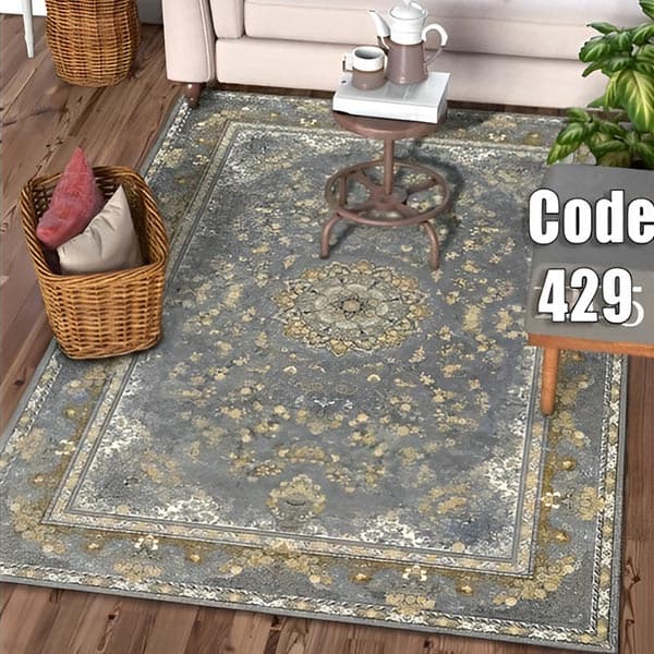 کاور فرش مخمل طوسی نگین ترمه مدل 429