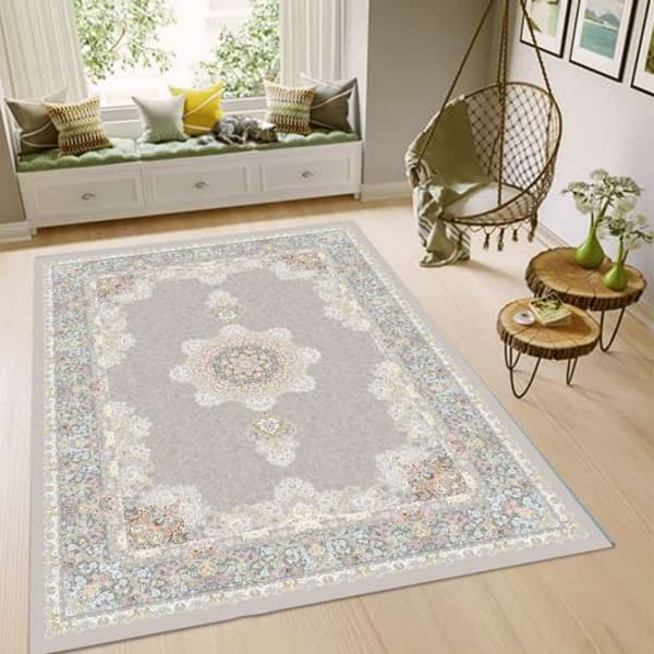 کاور فرش سنتی رنگ طوسی نگین ترمه مدل 293