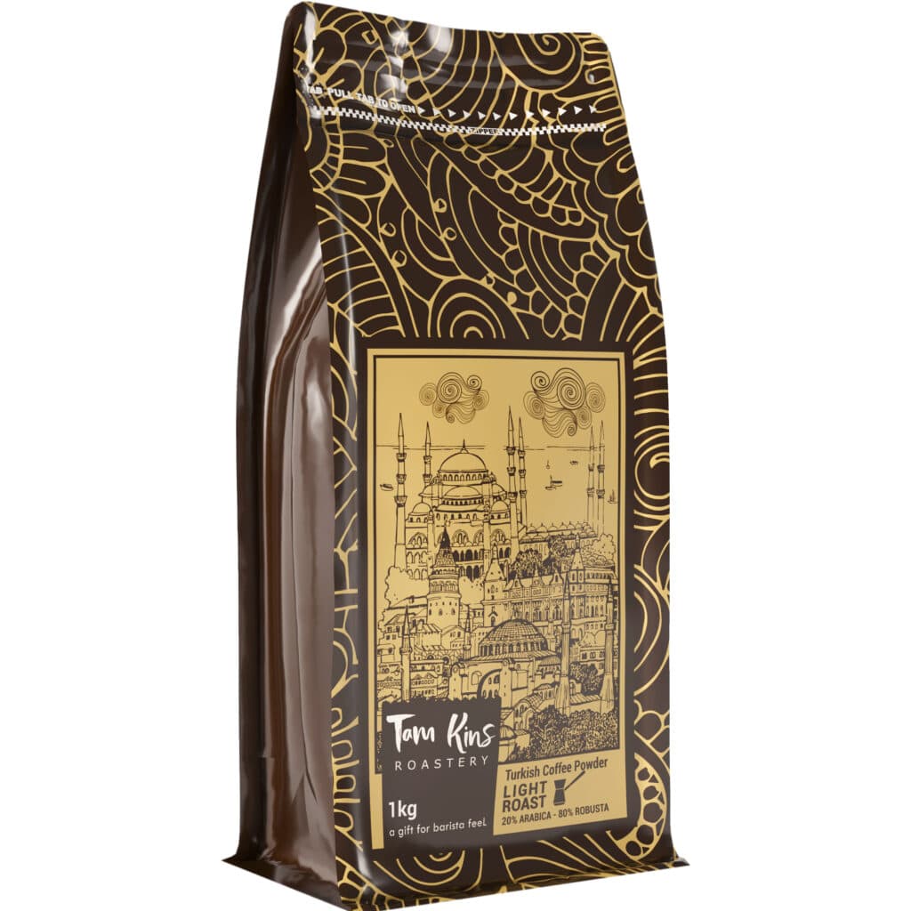 خرید قهوه ترک لایت تام کینز ۱ کیلویی | پودر آسیاب ریز با طعمی ملایم، مناسب برای قهوه ترک سنتی