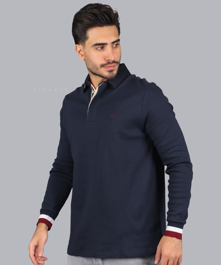 تیشرت یقه دار مردانه آستین بلند 0457