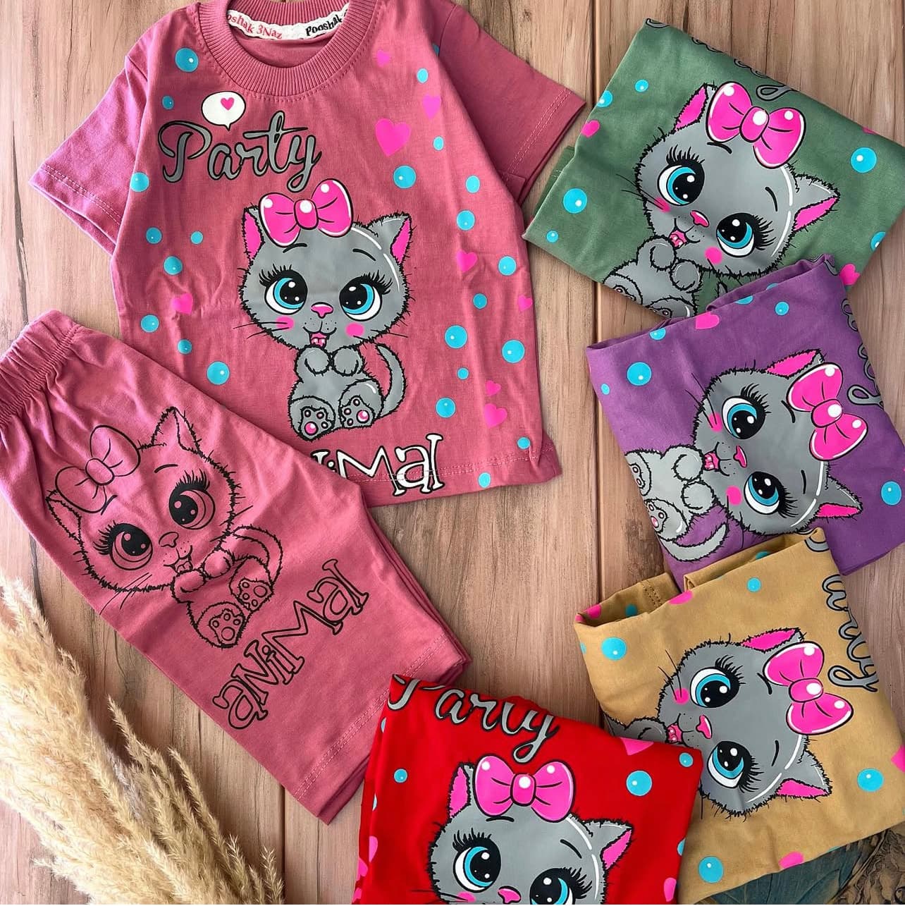 تیشرت شلوارک گربه ملوس (کد۱۱۳)