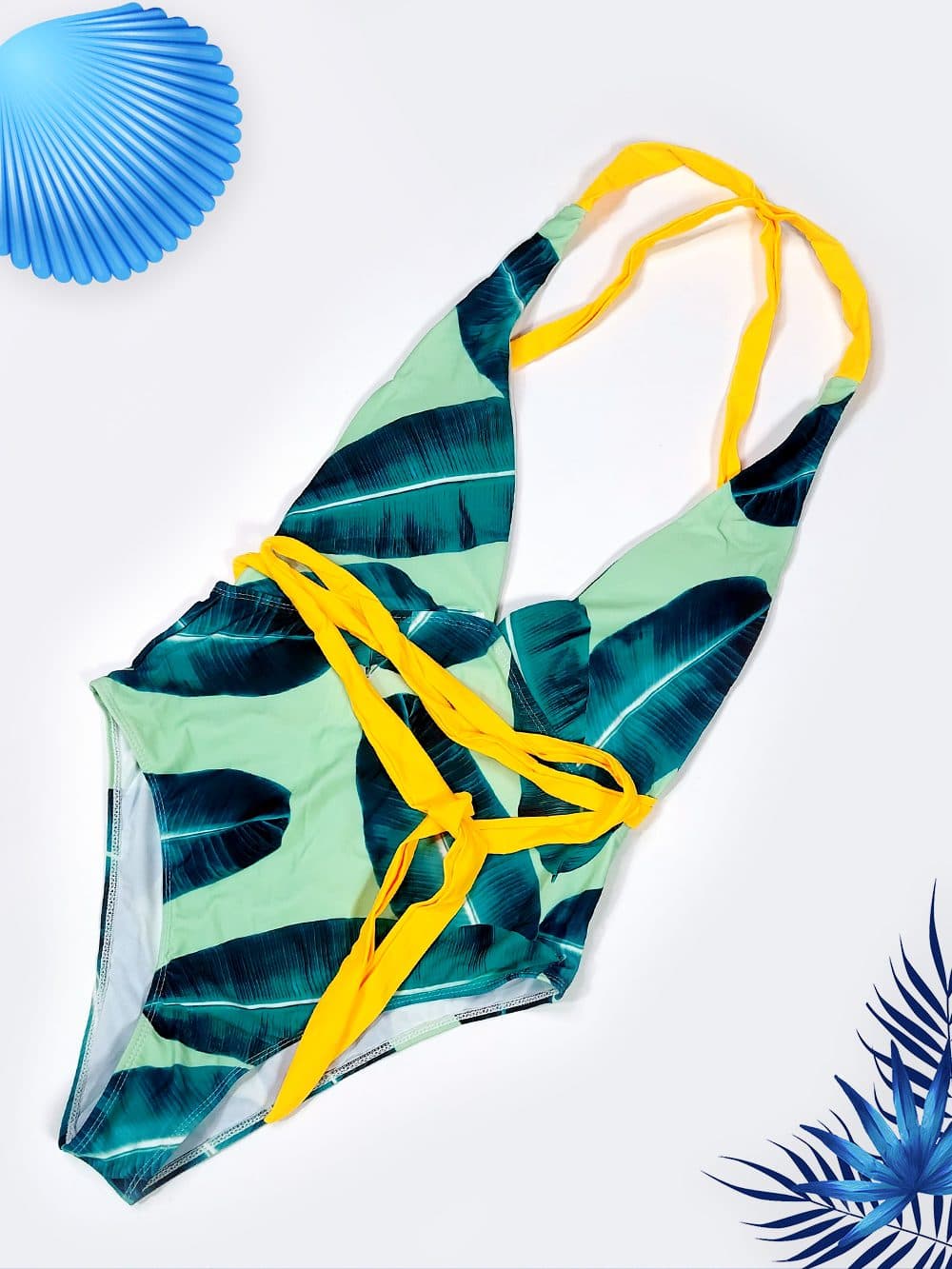 مایو زنانه اسلیپ برای استخر بصورت کاپدار متحرک برند شین ( shein ) سبز رنگ