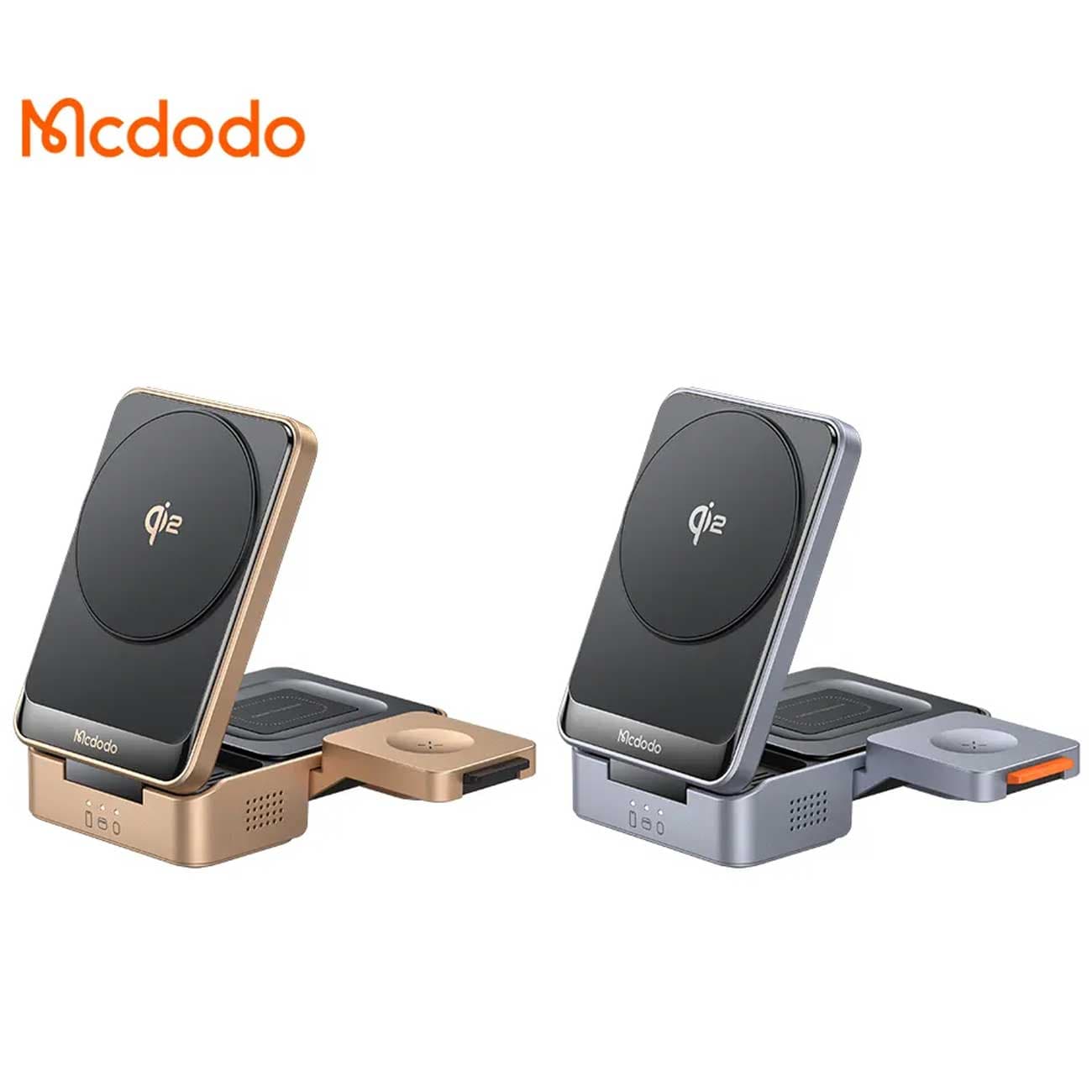 شارژر بی سیم آیفون سری 12 و بالاتر 15 وات و استند رومیزی تاشو چهارکاره مکدودو CH-5192