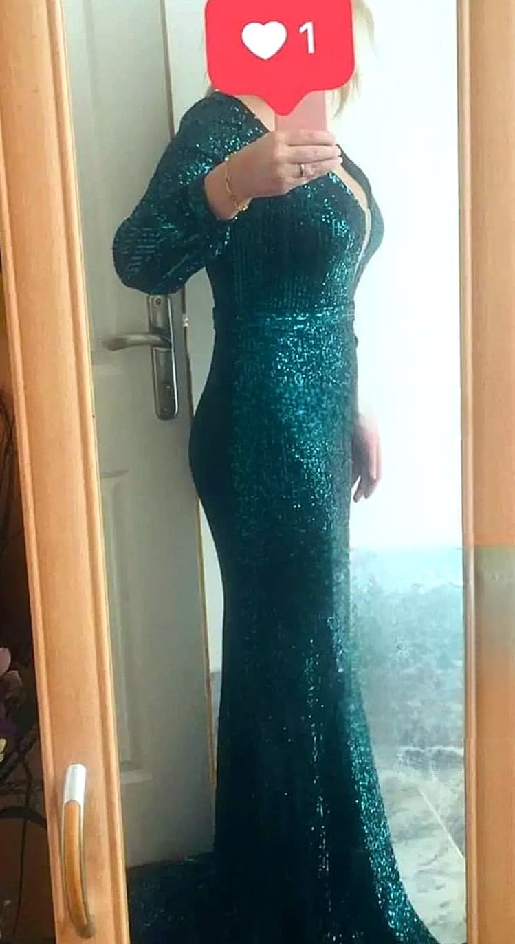 خرید لباس مجلسی پولکی ماکسی سبز/تنخور مشتریان سلدا درس ۱۲۶