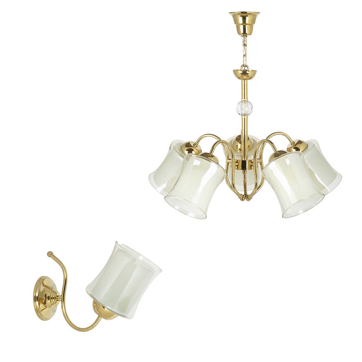 لوستر و چراغ دیواری چشمه نور کد A833/5-1-Pro مجموعه دو عددی