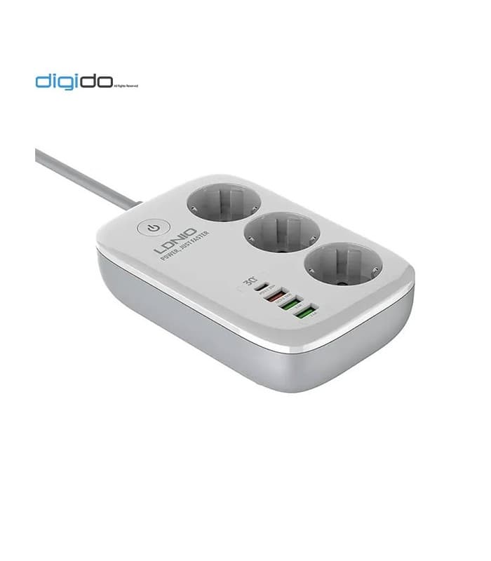 چند راهی برق و شارژر هوشمند الدینیو LDNIO SEW3452 دارای 4 پورت