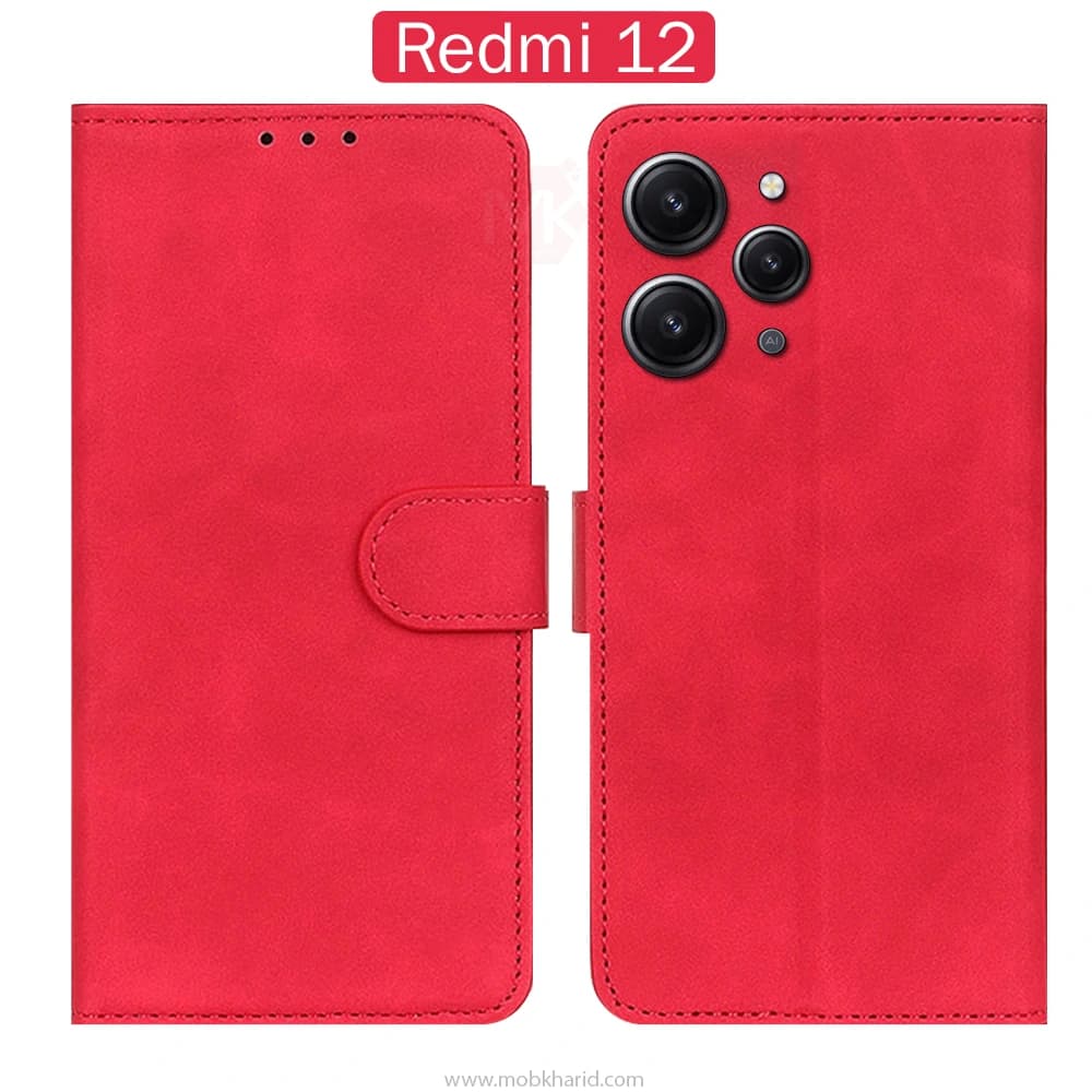 کیف محافظ چرمی Flip Folio Leather Back Case | Xiaomi Redmi 12