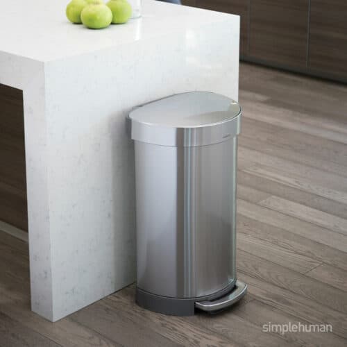 سطل زباله پدالی نیم دایره استیل ۴۵ لیتر سیمپل هیومن simplehuman Semi Round Step Bin, 45L