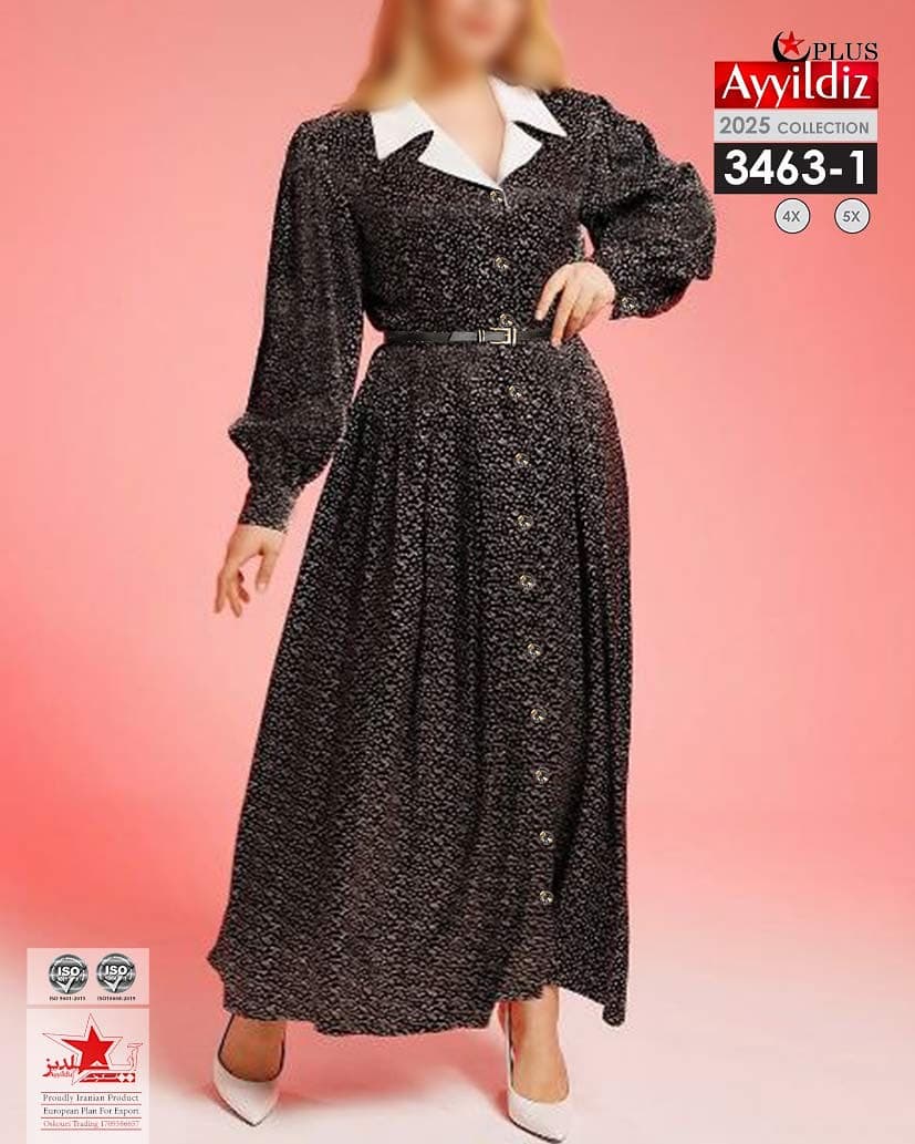 پیراهن بلند زنانه سایز بزرگ کد 3463