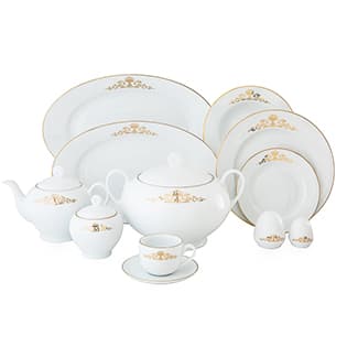 سرویس چینی 102 پارچه کامل کوئین طلایی