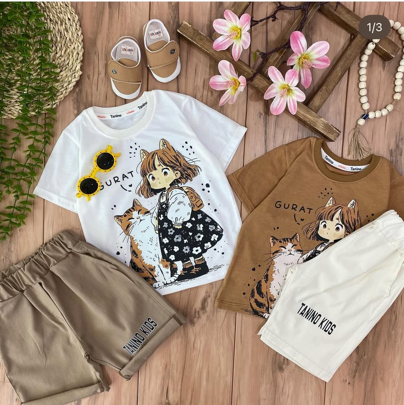 تیشرت شلوارک دختر و گربه2222