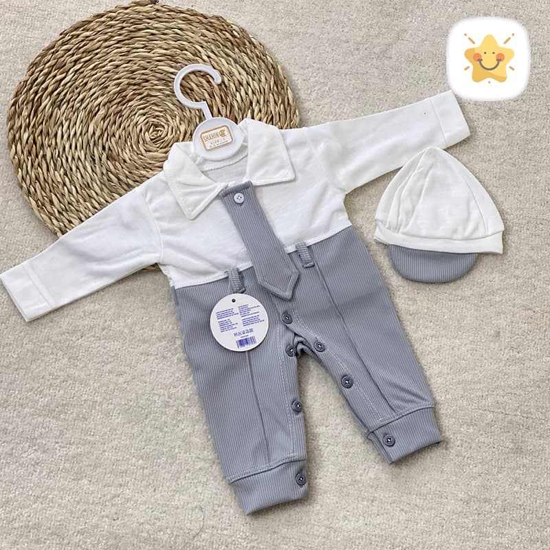 ست 2 تکه سرهمی نوزادی پسرانه کراوات دار SHAHIN