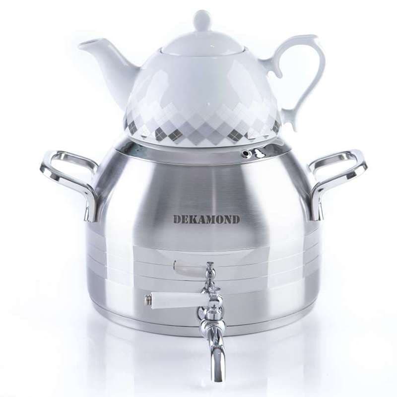 کتری قوری استیل ۵ لیتر 3خط براق الماس 6081