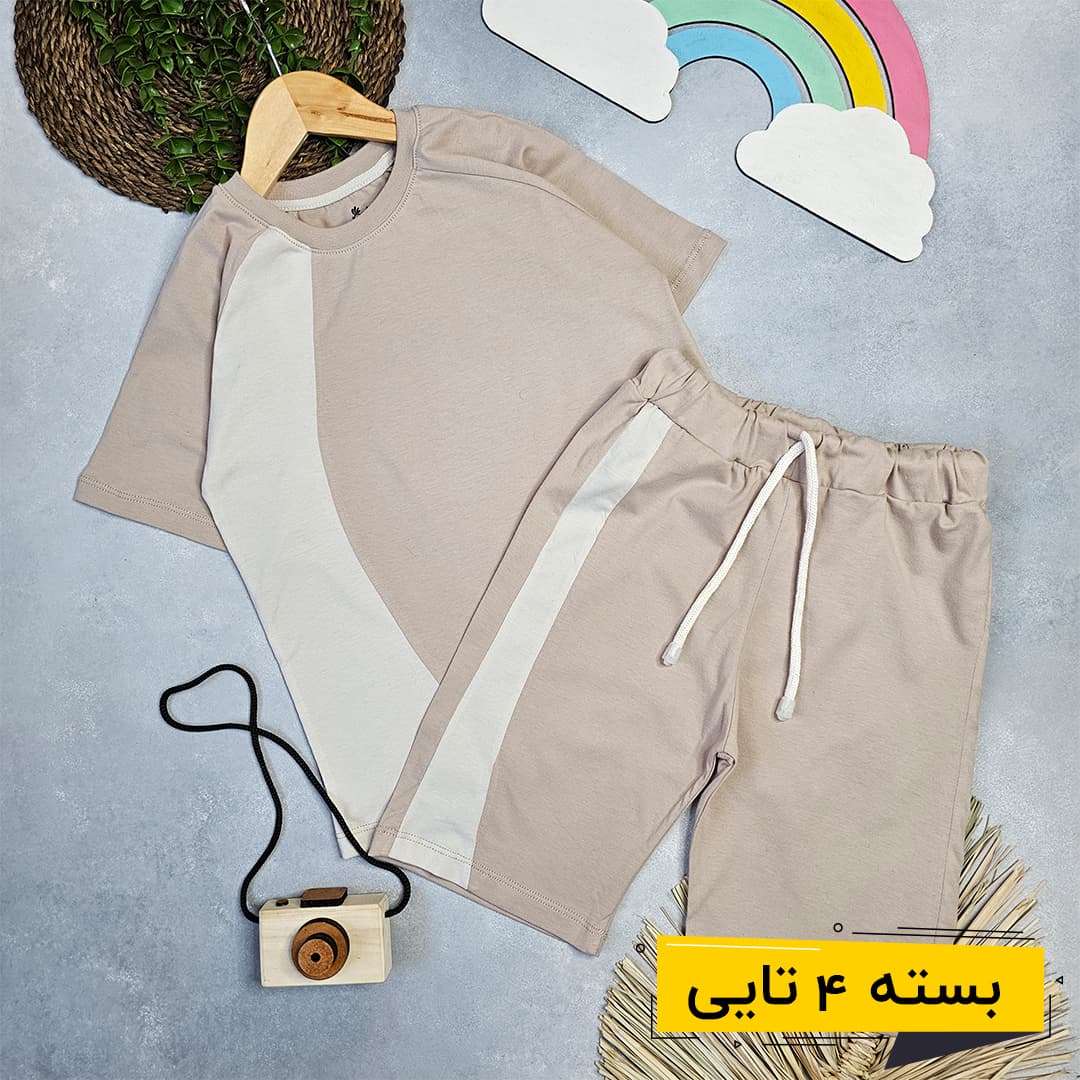 خرید عمده تیشرت شلوارک پسرانه طرح موج | بچگانه (4 تایی)