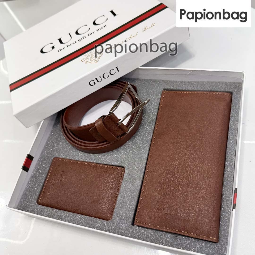 ست 3 تیکه مردانه (کمربند، کیفپول، جاکارتی) چرم مصنوعی اعلاء کد732