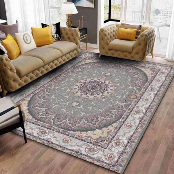 کاور فرش طوسی نگین ترمه مدل 354