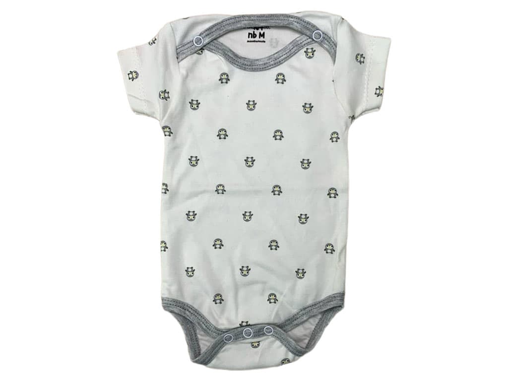 بادی آستین کوتاه نوزادی طرح پنگوئن baby 4 life