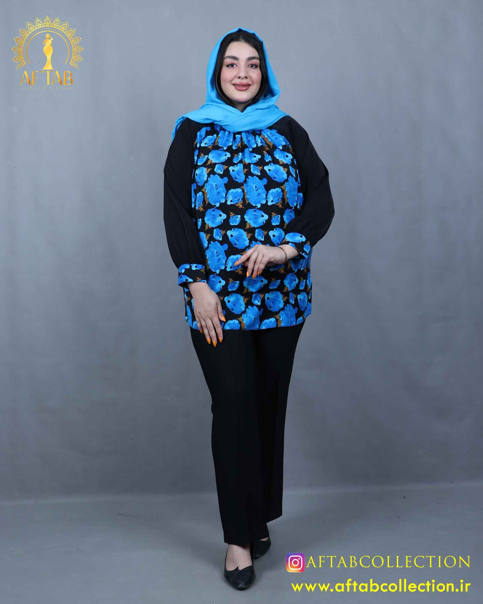 شومیز یقه چیندار سایزبزرگ 5754