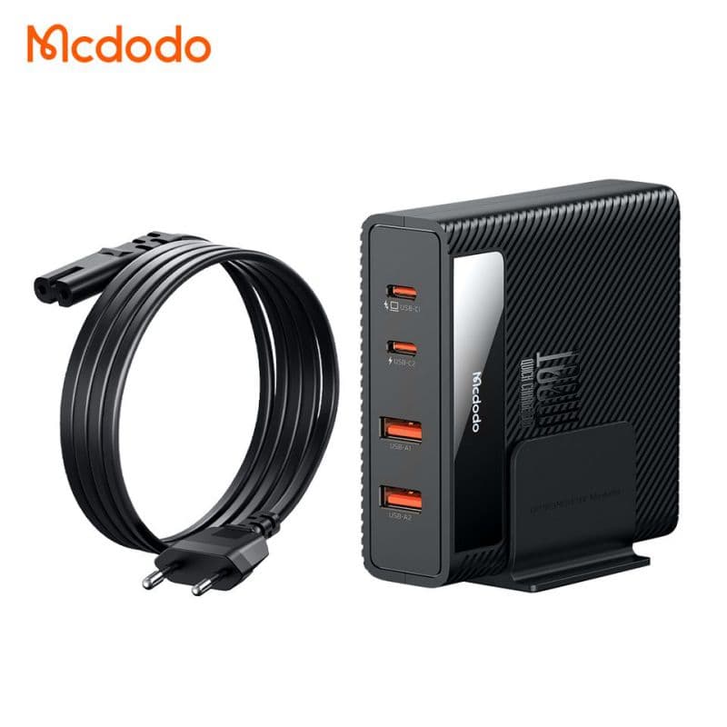شارژر آداپتور دیواری 4 پورت 100 وات مک دودو مدل MCDODO CH-1802 PowiGaN بهمراه کابل شارژ هدیه