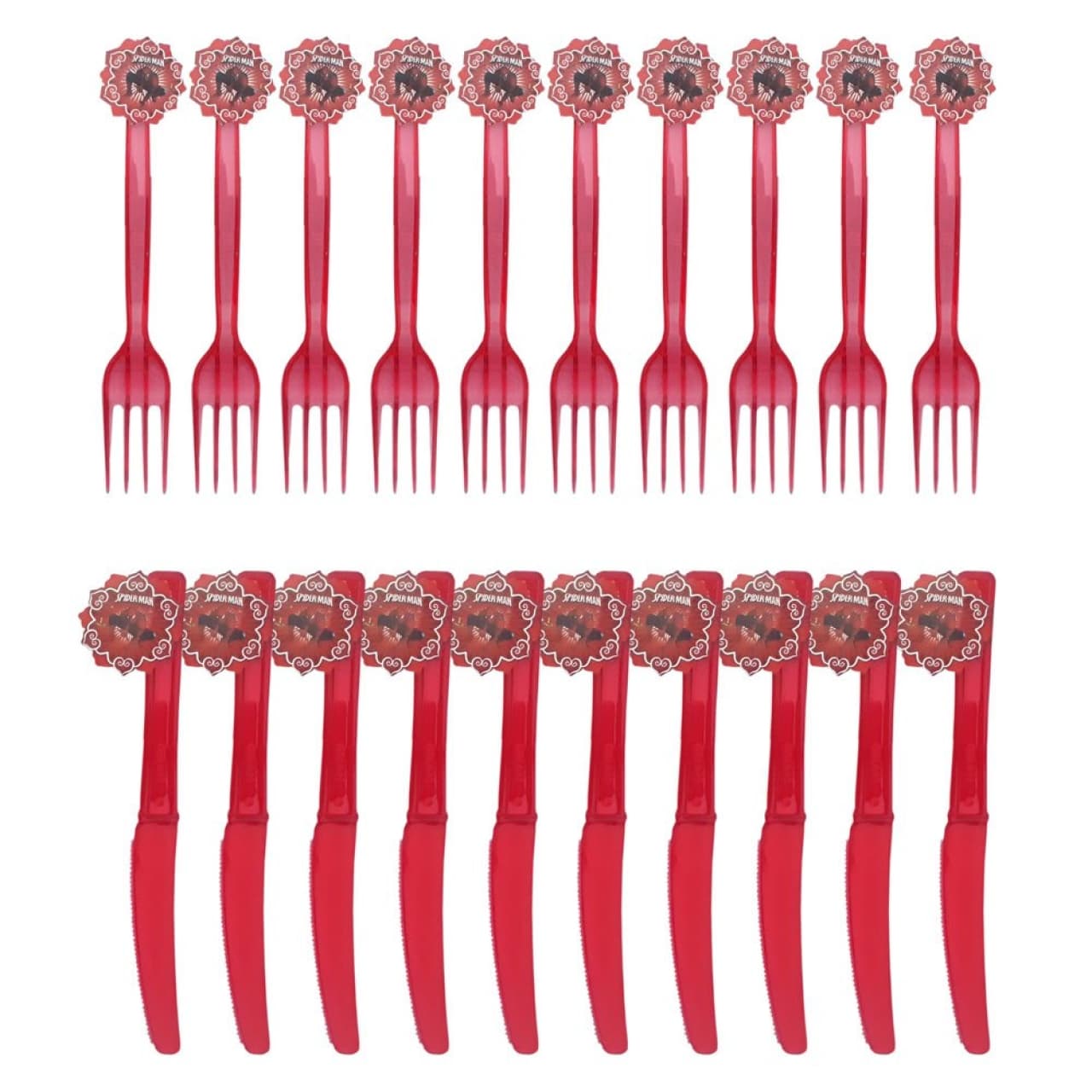 کارد و چنگال یکبار مصرف مدل مرد عنکبوتی مجموعه 20 عددی