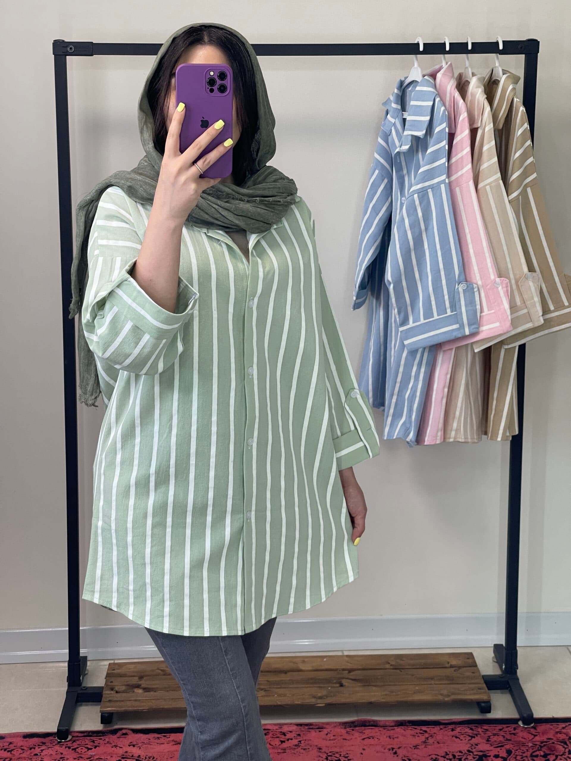 مانتو راه راه جلو دکمه صبا