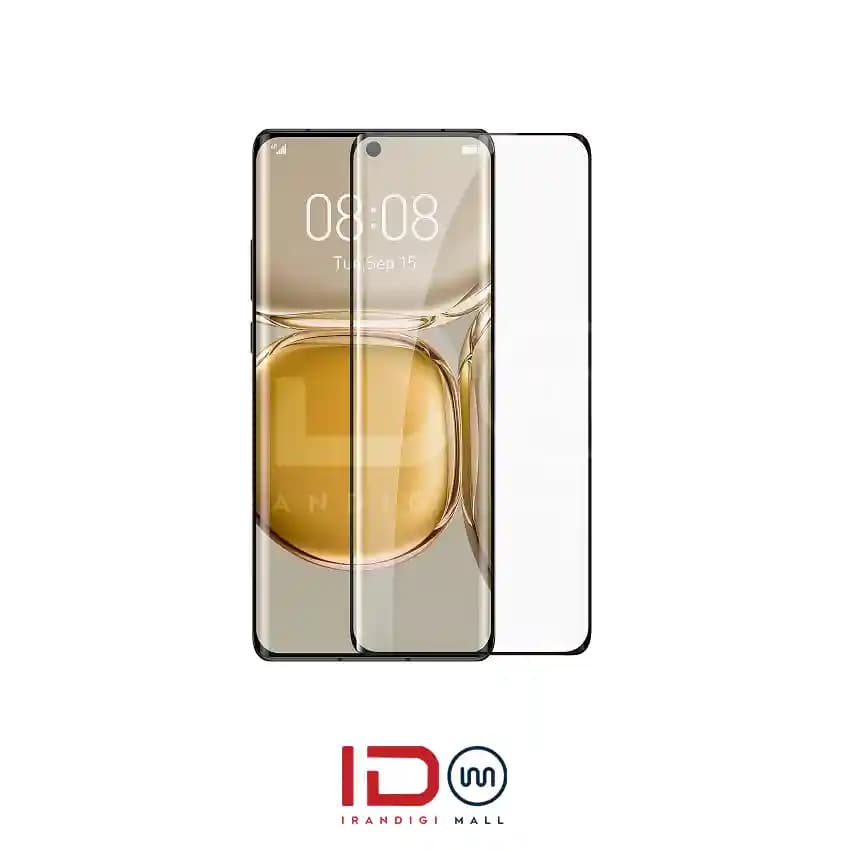 گلس شیشه ای تمام صفحه و دور چسب موبایل Huawei P50 Pro برند رد لیبل
