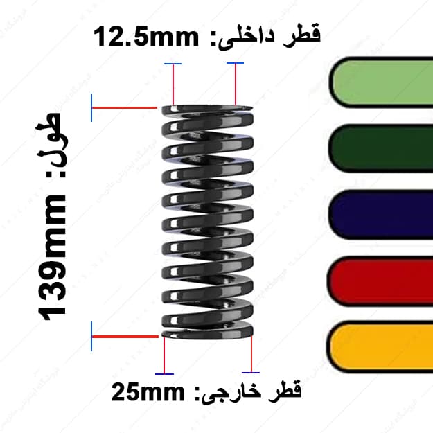 فنر قالب سازی ایتالیایی قطر 25 طول 139 میلی متر
