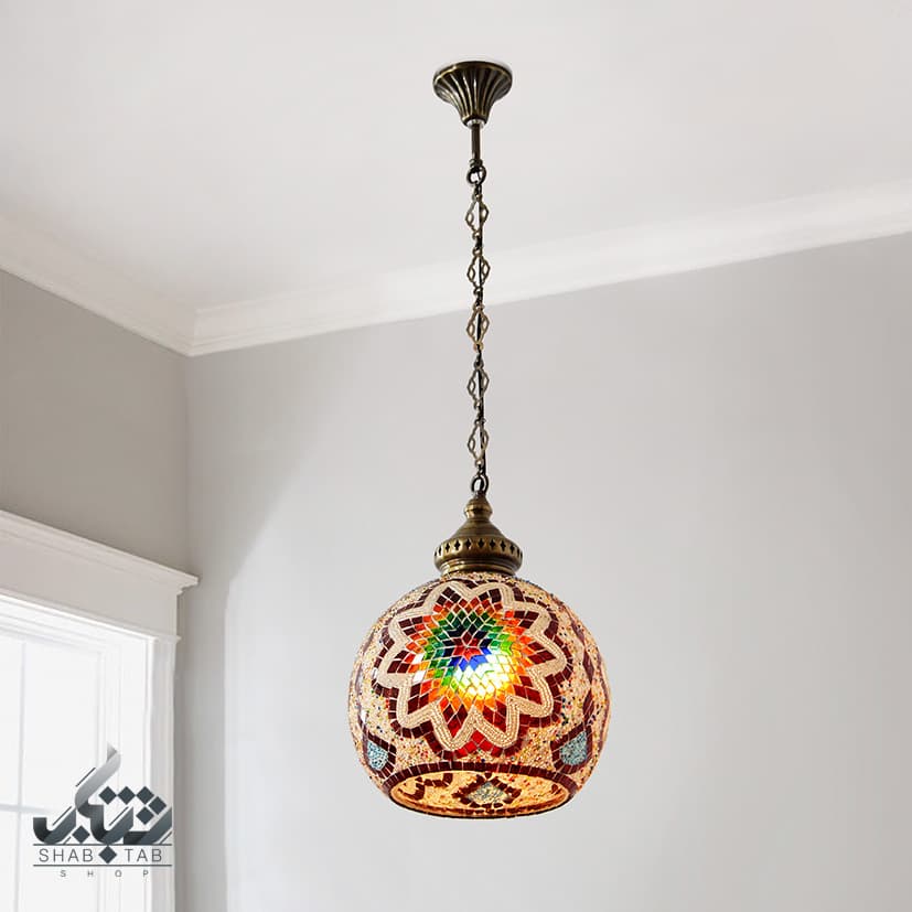 لوستر آویز تک شعله مراکشی 25cm گرد PCL کد 40