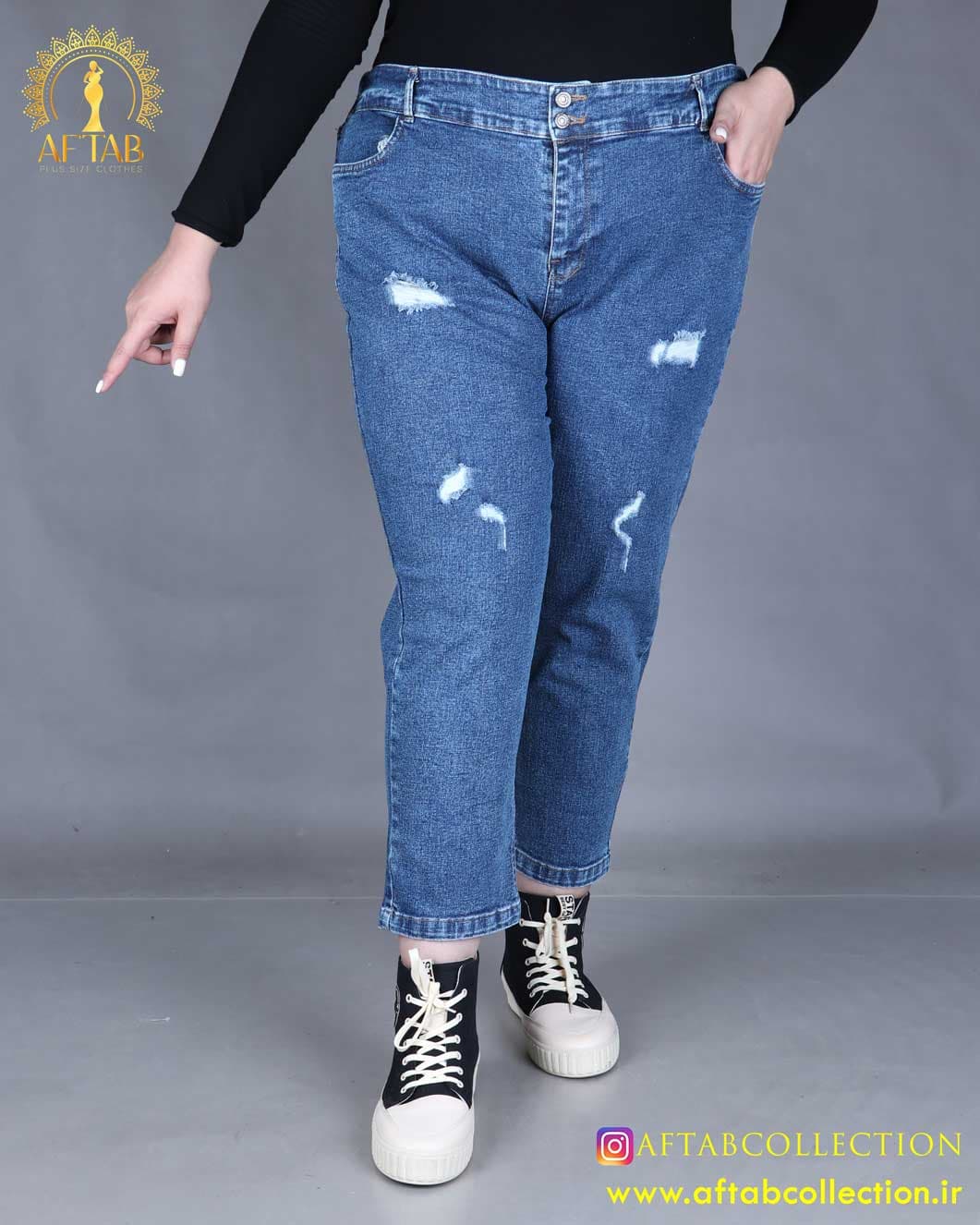 شلوار مام زاپ پشت کش سایزبزرگ 5062