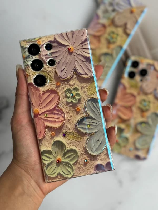 قاب موبایل سامسونگ گل آبرنگی ژله ای سه بعدی