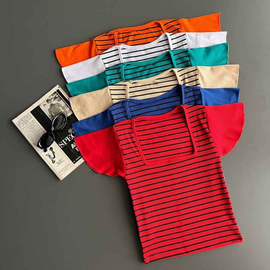 تیشرت راه راه آستین فرشته کد 764