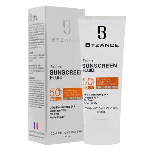 ضد آفتاب فلوئیدی رنگی بیزانس مناسب پوست چرب و مختلط