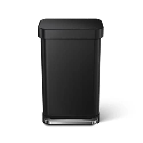 سطل زباله پدالی ۴۵ لیتر مشکی مات سیمپل هیومن simplehuman Matte Black Rectangular Pedal Bin with Liner Pocket, 45 L