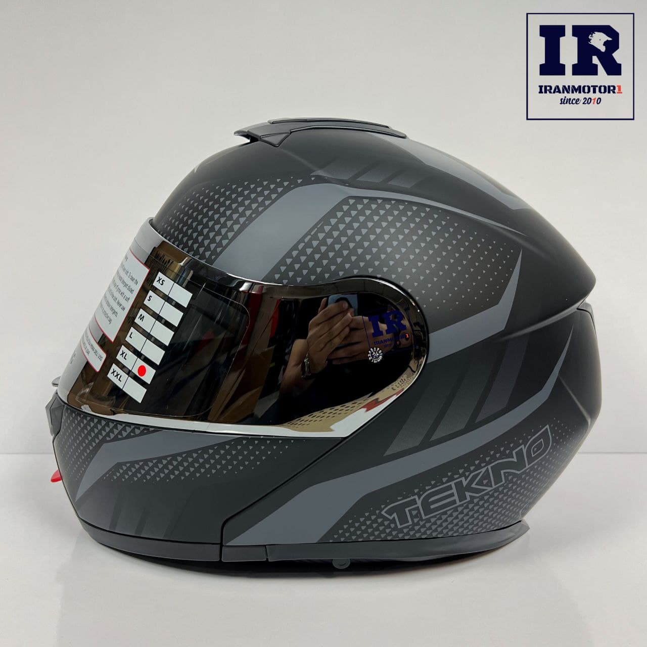 کلاه کاسکت فک متحرک تکنو Tekno – مشکی طوسی مات