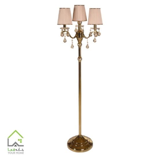 آباژور ایستاده چهار شاخه با آویزهای کریستالی