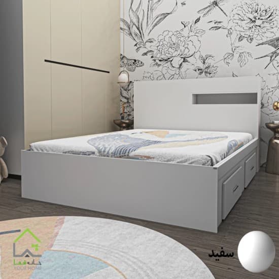 تخت خواب دونفره با تاج طرحدار