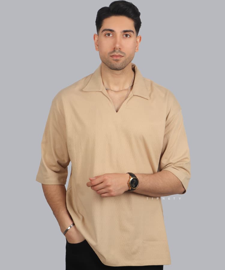 تیشرت لش آستین سه ربع و یقه باز 1601