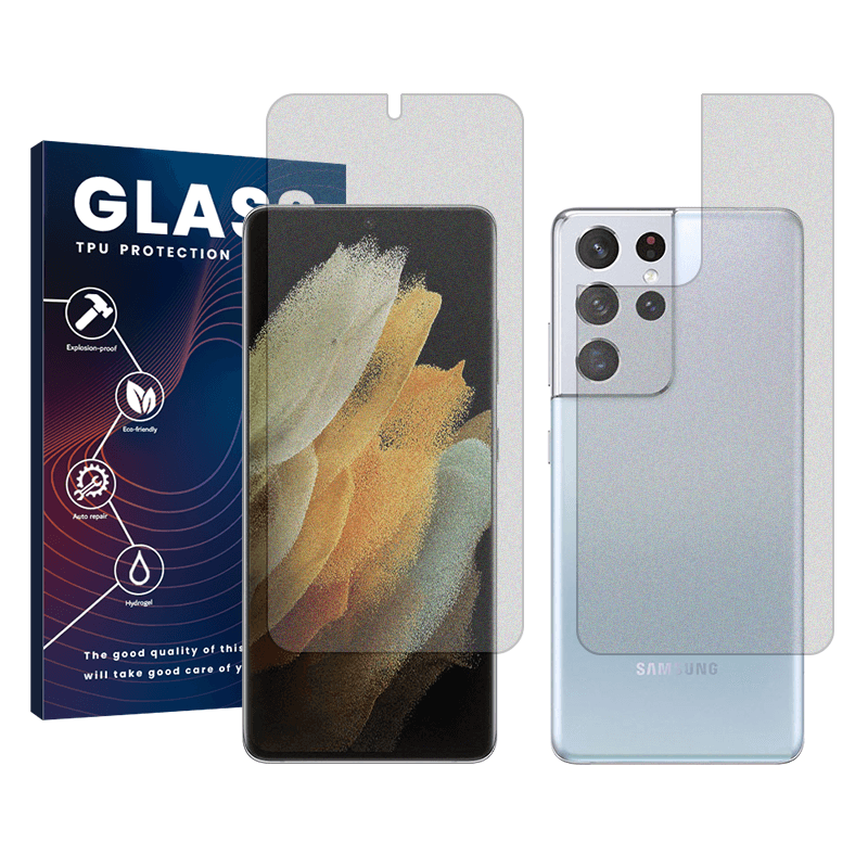 گلس گوشی سامسونگ Galaxy S21 Ultra 5G مدل Resistant به همراه محافظ پشت گوشی