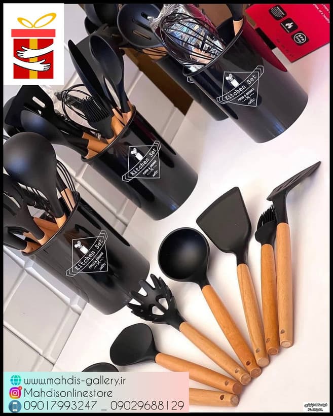 ست کفگیر ملاقه دسته چوبی