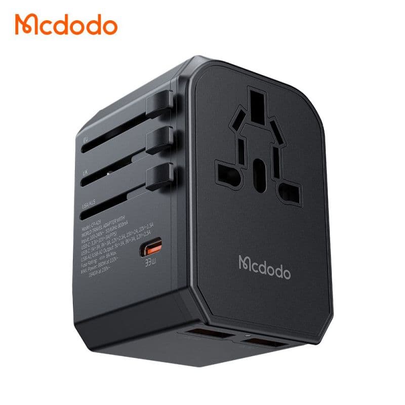 آداپتور شارژ سریع 33وات و تبدیل پریز همه کاره مسافرتی مک دودو مدل MCDODO CP-4290