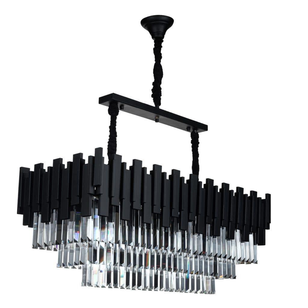 لوستر چشمه نور 12 شعله کریستالی کد MO4421/80 مشکی