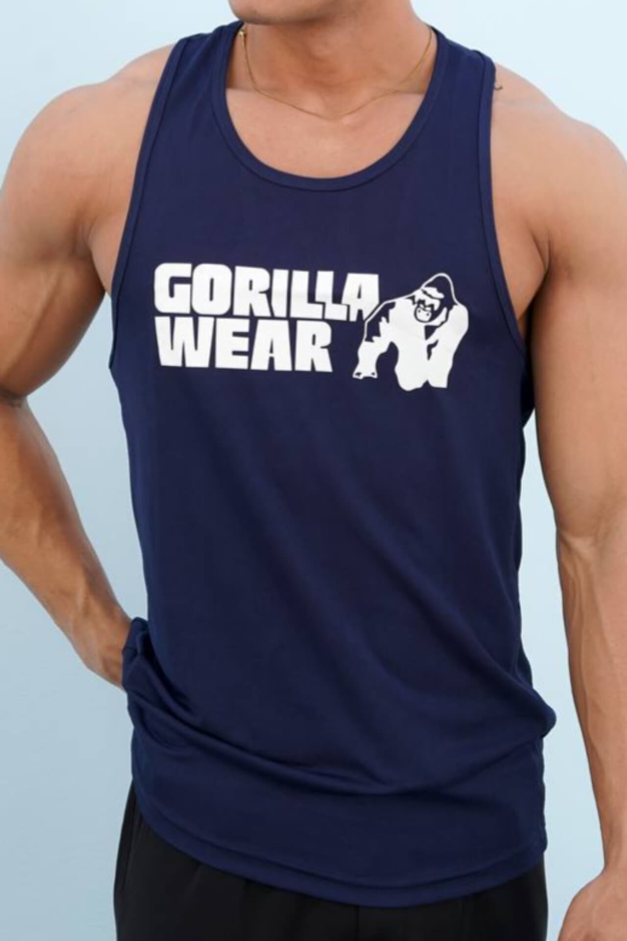 رکابی ورزشی مردانه سوزنی طرح گوریلا سورمه ای