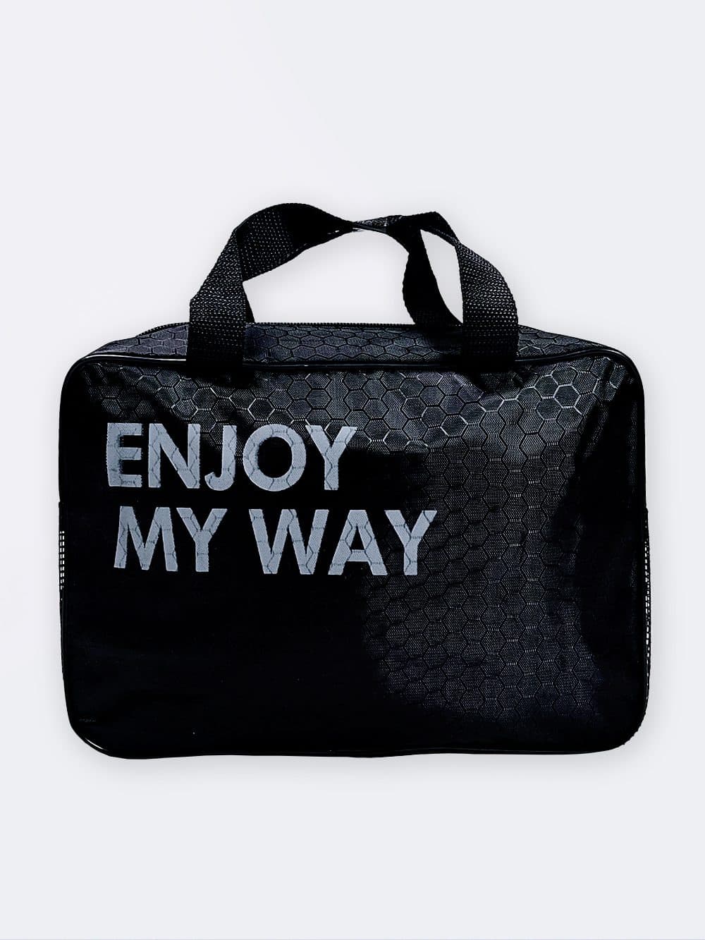 ساک استخر Enjoy My Way مشکی رنگ بصورت کف توری جهت خشکی سریع وسایل