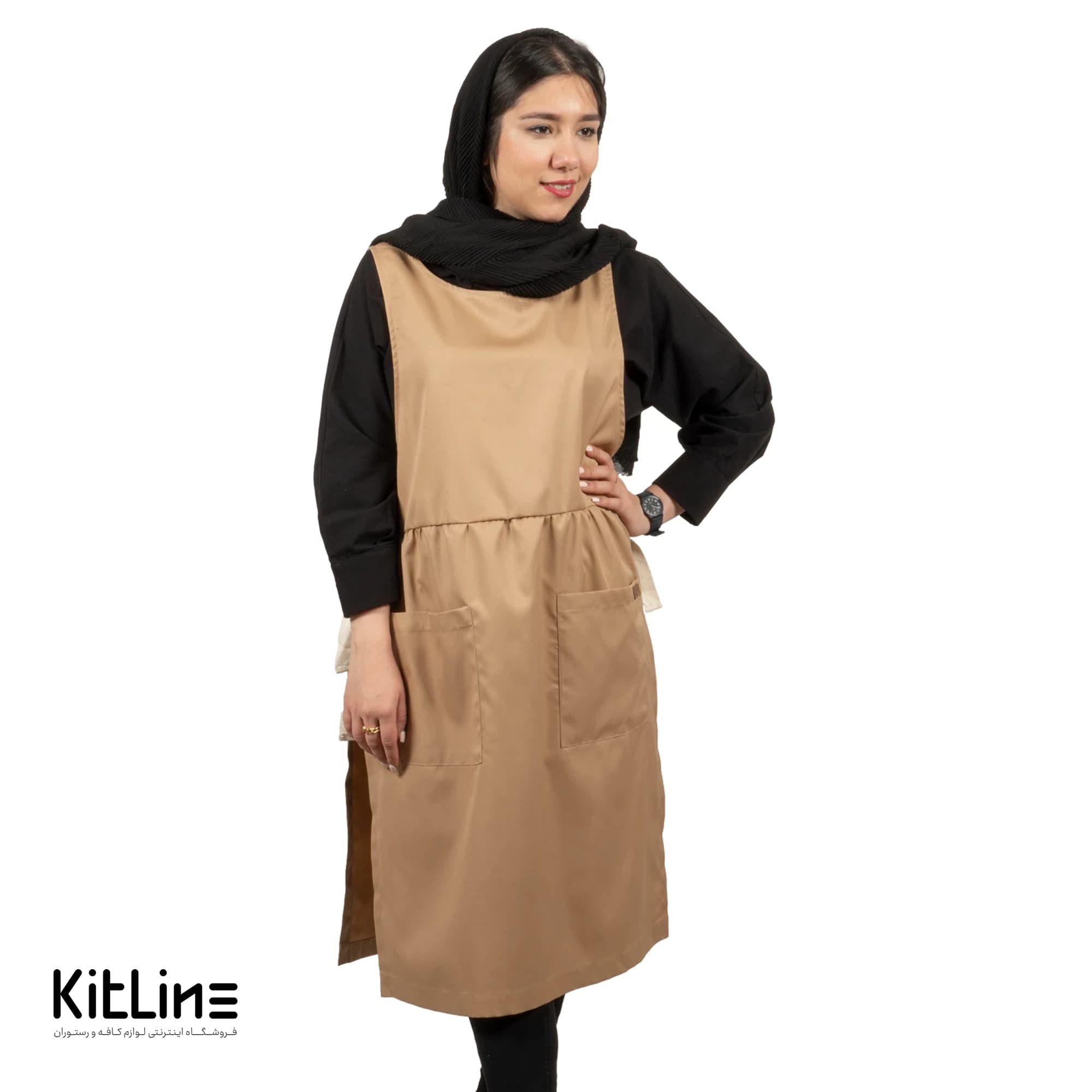 پیشبند چین دار زنانه کرم برند سارا فرم